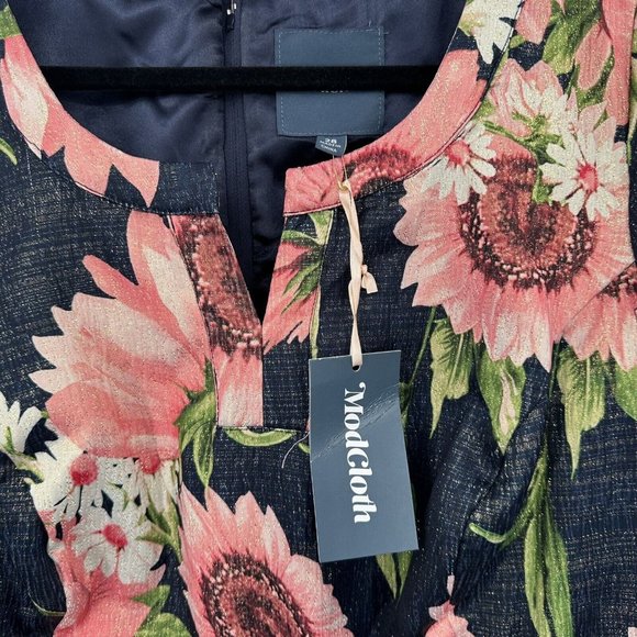 NWT Modcloth Plus Size Personal‎ Boldness Metallic Jacquard Floral Dress 28 - Picture 3 of 4